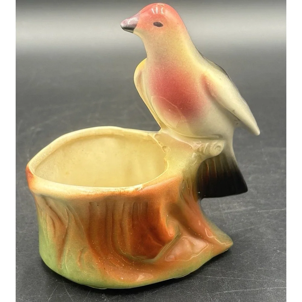 Lot of 5 Vtg Bird Figurine Planters Vases With Fully Painted Beaks